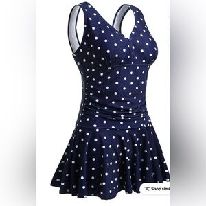 Source Unknown Navy Polka Dot One Piece Swimsuit